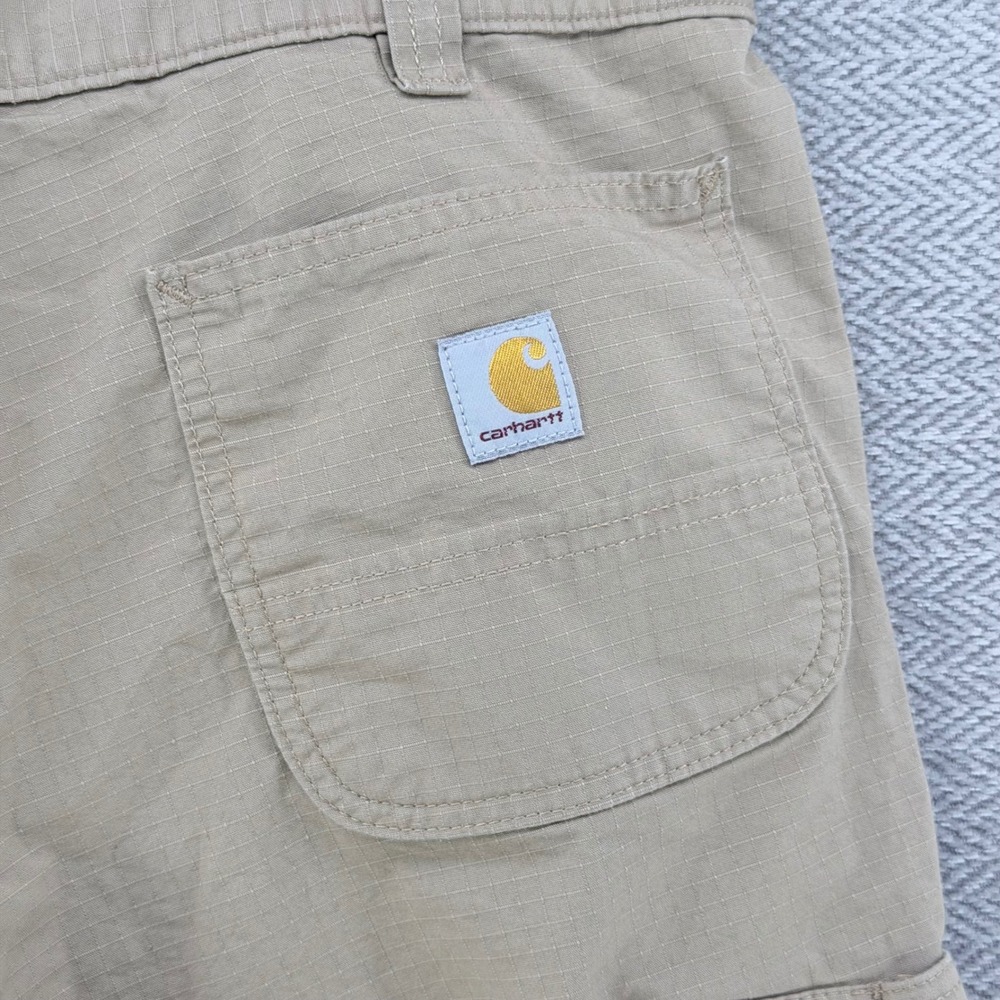 Carhartt Mens Relaxed Fit Ripstop Cargo Pants Tan Khaki 34x30 (Fits 25.5 Inseam)